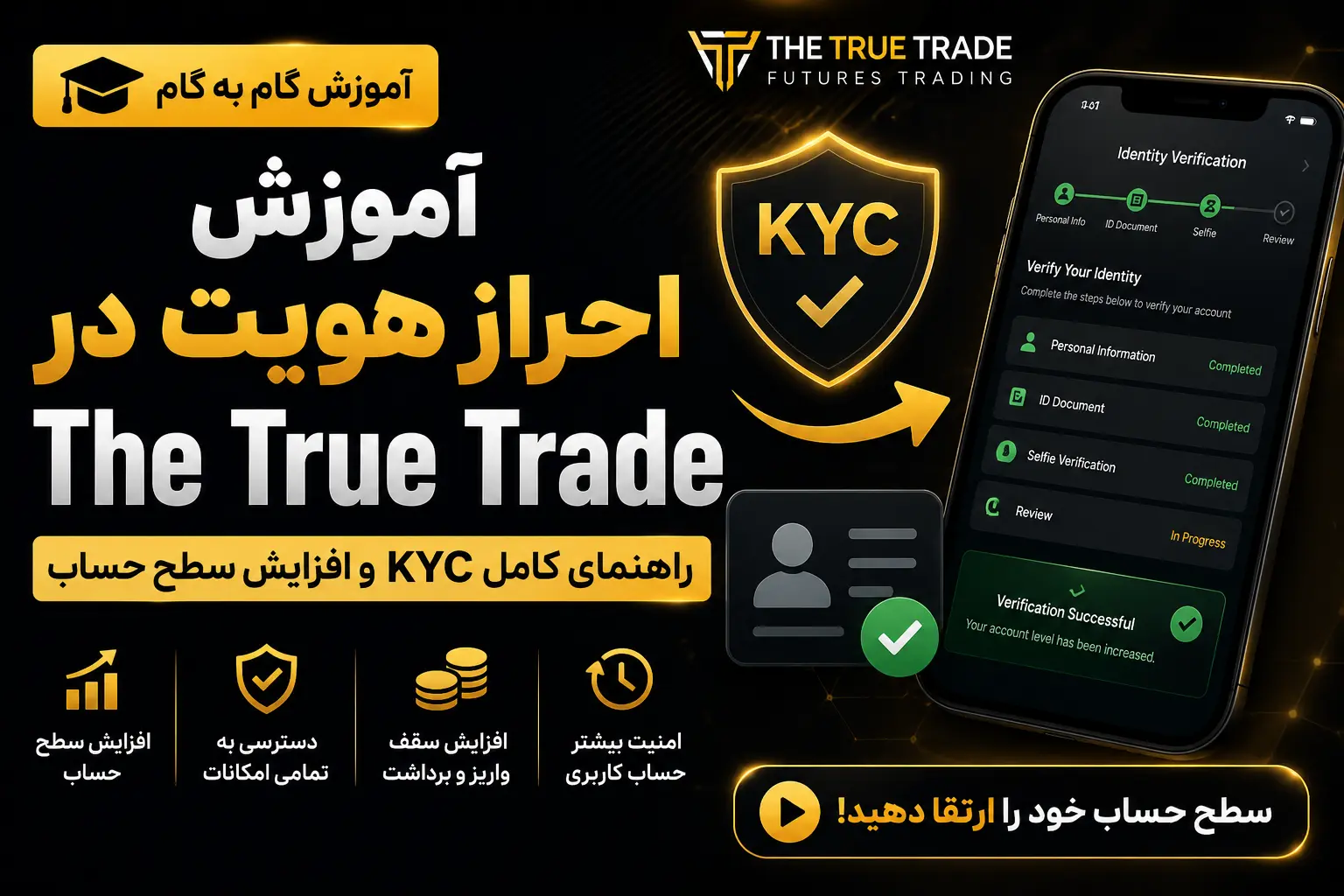 آموزش احراز هویت در The True Trade؛ راهنمای کامل KYC و افزایش سطح حساب